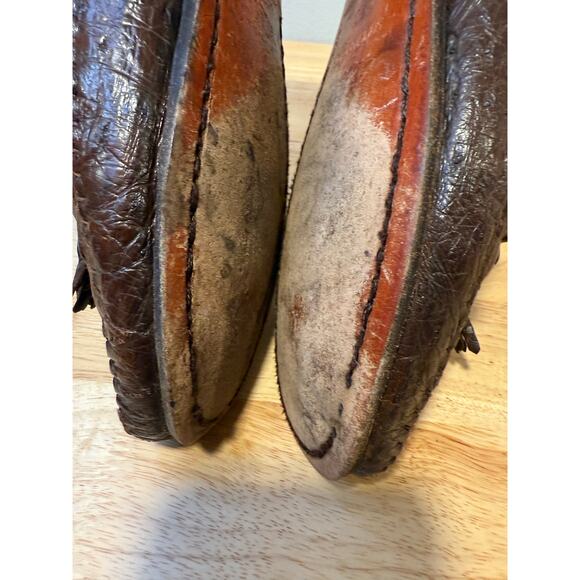 Zelli Made in Italy Ostrich Leather Slip On Loafer Shoes w Tassels Size 8.5 M JL main image 14